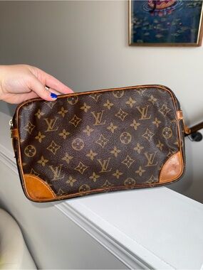 Louis Vuitton Brown Monogram Canvas Toiletry/Travel Pouch with Tan Trim